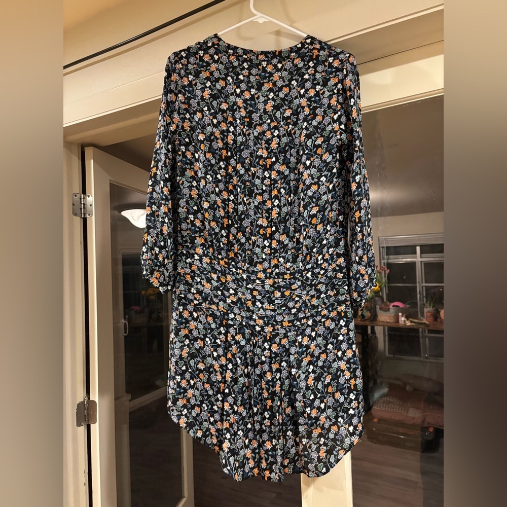 Floral 100% Silk Veronica Beard Size 4 Long Sleeve Dress - Picture 2 of 4